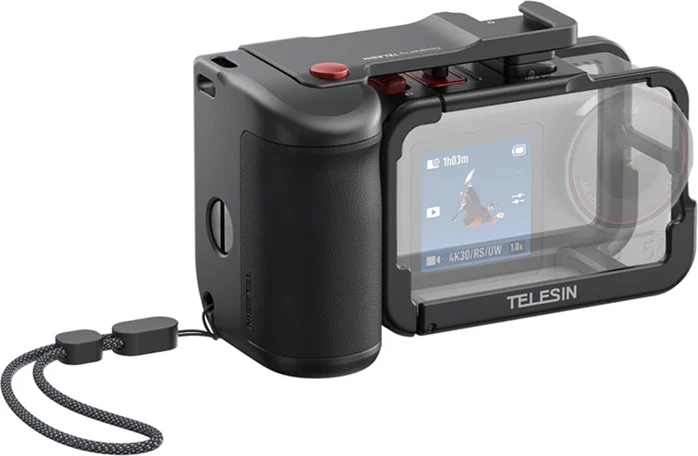 Kasë mbrojtëse me dorezë Telesin S6-FMS-22-TDJ për DJI Osmo Action 3/4/5, e zezë, set 4 pjesë