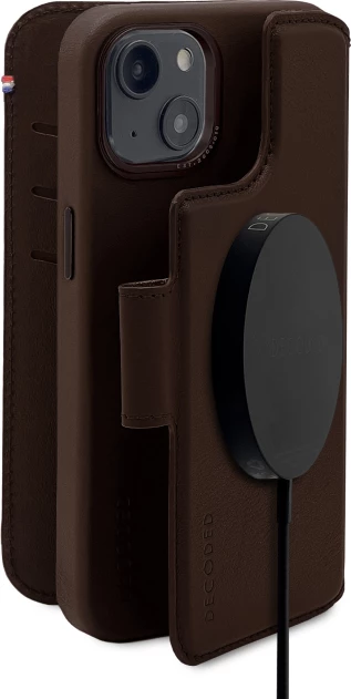 Mbështjellës Decoded Detachable Wallet për iPhone 14 Plus, lëkurë, MagSafe, Kafe
