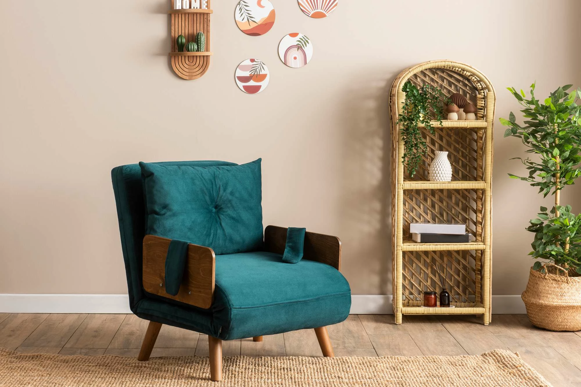 Krevat-karrige një vendi, Atelier del Sofa Cosmo, ngjyrë jeshile petrol