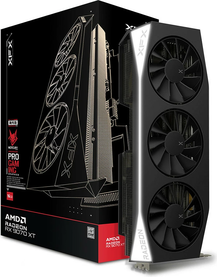 Kartelë grafike XFX Mercury Radeon RX 9070 XT, 16 GB, GDDR6, PCI Express 5.0, e zezë