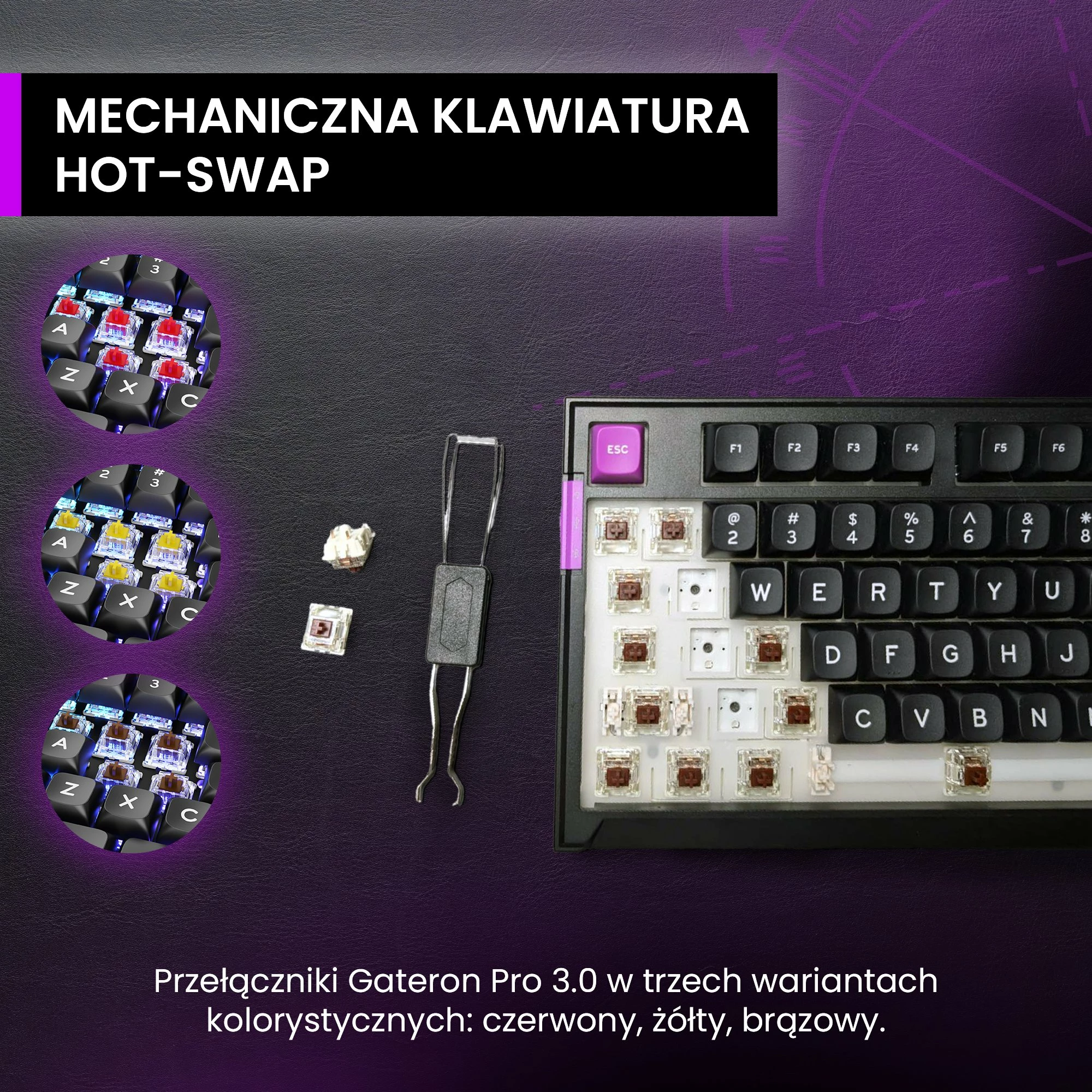 Tastierë mekanike gaming PREYON Silent Claw TKL PCSTY85B, Gateron Yellow Pro, RGB, US layout, e zezë