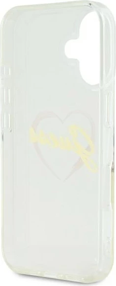 Mbështjellës Guess IML Heart për iPhone 16 Plus, Transparent
