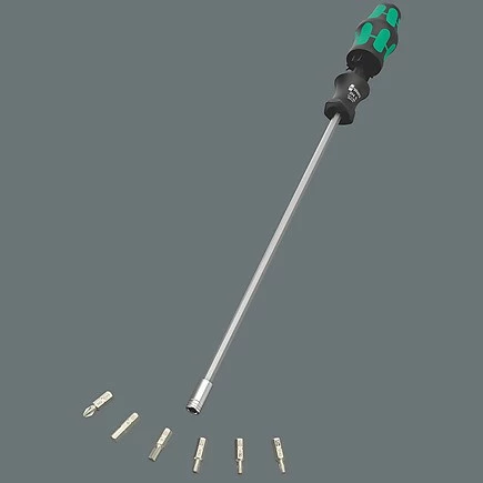 Set veglash Wera 05136075001, 7 copa, mbajtës magnetik, dorezë e zezë/gjelbër