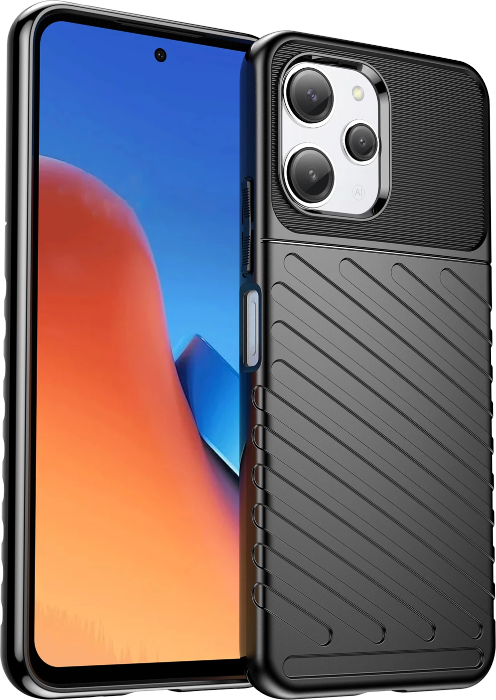 Mbështjellës Hurtel Thunder Case për Xiaomi Redmi 12, TPU, i zi