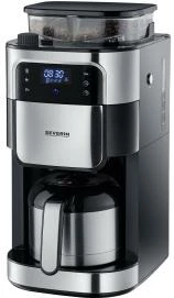 Aparat kafeje Severin KA 4814, rezervuar uji 1 L, për kokrra kafeje me mulli të integruar, inox/zi
