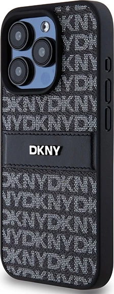 Mbështjellës DKNY Mono Stripe & Metal Logo për iPhone 15 Pro Max, i zi