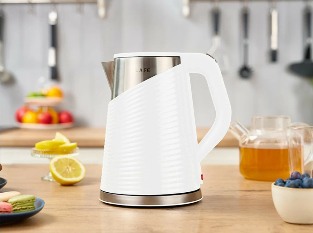 Zierëse uji elektrike, Lafe, LAFCZA47469, 1.8 L, 1800 W, mure të dyfishta, filter gëlqereje, Cool Touch, e bardhë çelik
