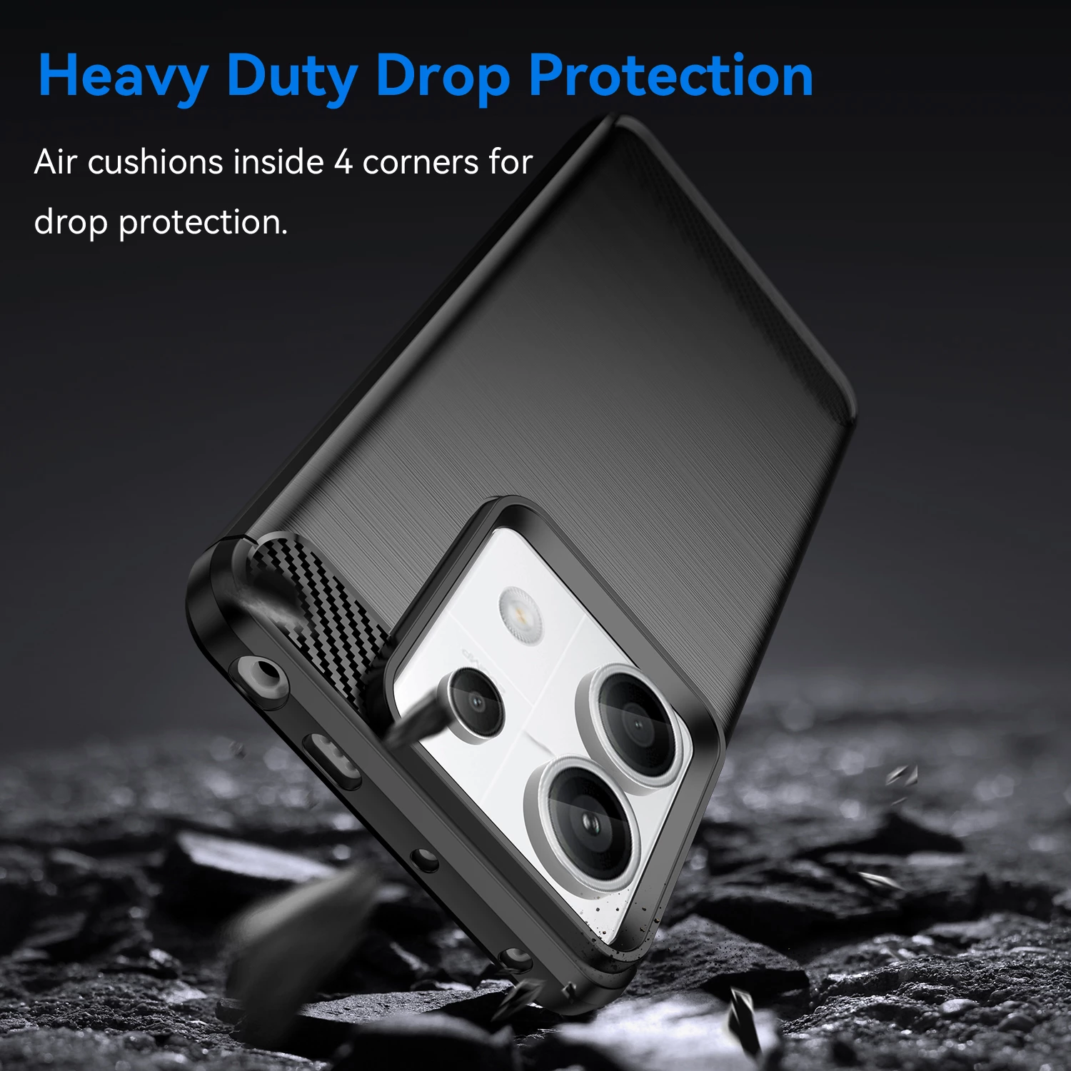 Mbështjellës Hurtel Carbon Case për Xiaomi Redmi Note 13 Pro, TPU, zi