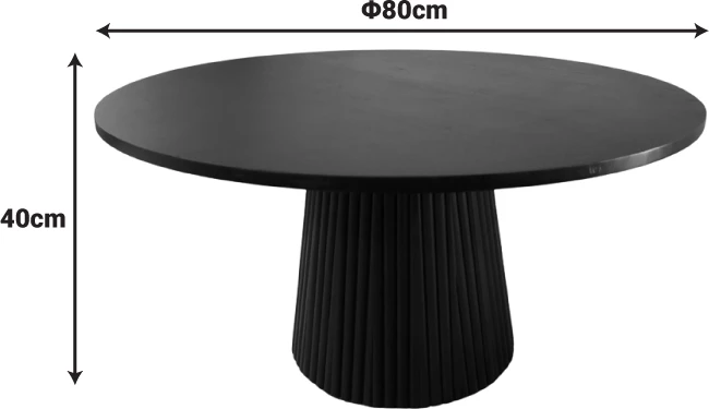 Tavolinë kafeje Canicule I, dru akacie i fortë, ngjyrë e zezë, D80x40cm