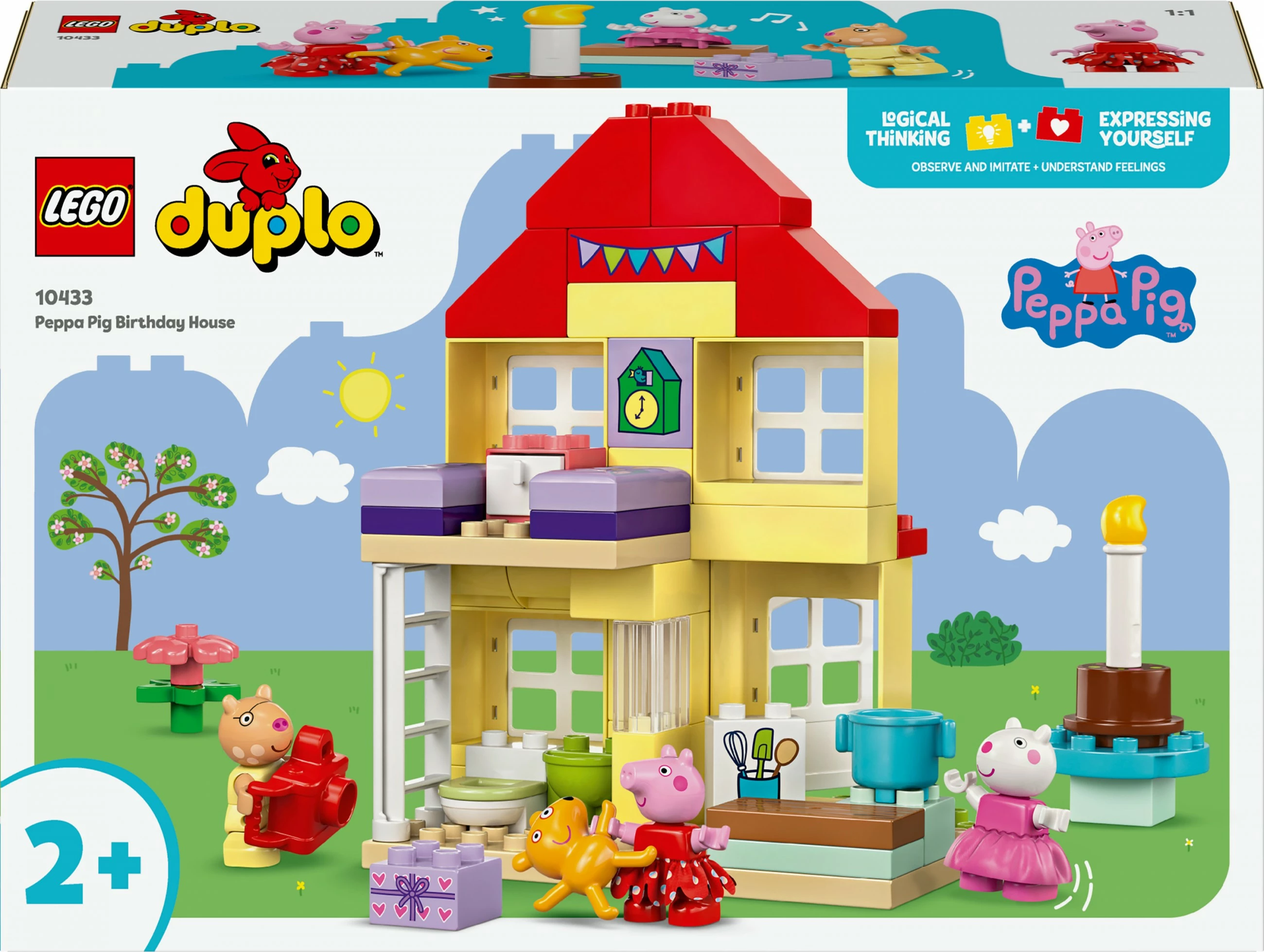 Set ndërtimi LEGO DUPLO 10433 Peppa Pig Birthday House, 59 pjesë, multikolor