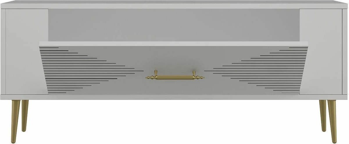 Komodë TV Skye Decor, e bardhë, e artë, Retrol1