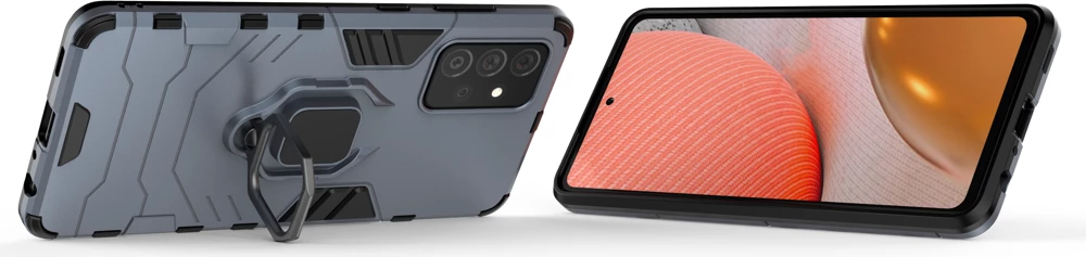 Mbështjellës Hurtel Ring Armor për Samsung Galaxy A72, me mbajtëse gishti dhe këmbë, Blu