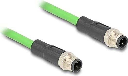 Kabllo Ethernet industriale DeLOCK M12 D-coded 4-pin mashkull-mashkull 5m, e gjelbër