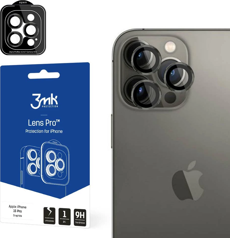Mbështjellës xhami për kamerë 3mk Protection Lens Protection Pro për iPhone 15 Pro, Gri