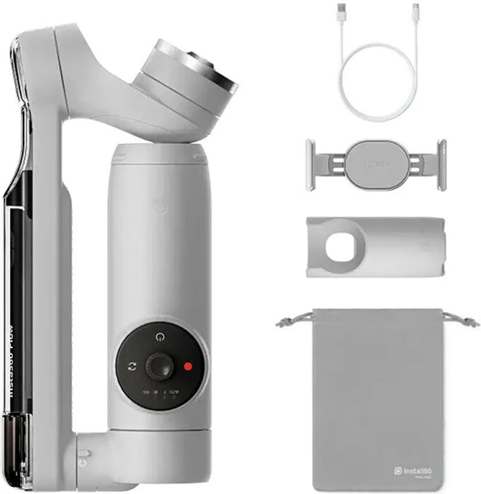 Stabilizator 3-akse për celular, Insta360 Flow, bateri 2900mAh 12h, AI tracking, selfie stick 215mm me tripod, gri