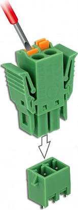 Terminal block DeLOCK 65968, 2-pin, AWG 24-12, për PCB, i gjelbër