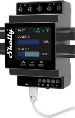 Relé i mençur Shelly Pro Dual Cover / Shutter PM, Plastikë, Wi-Fi 4, 2.4 GHz, E zezë