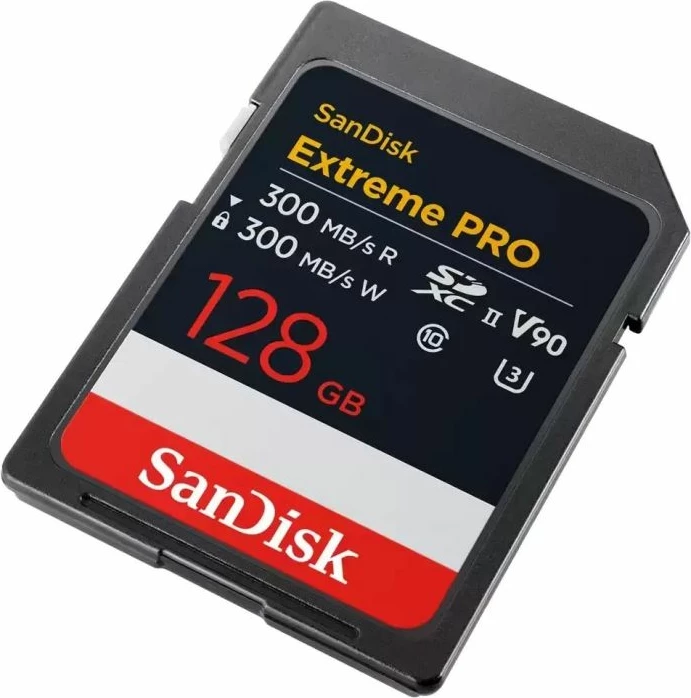 Kartelë memorie SDXC SanDisk Extreme PRO SDSDXDM-128G-GN4IN 128GB UHS-II V90 300MB/s, zezë/kuqe, 1 copë