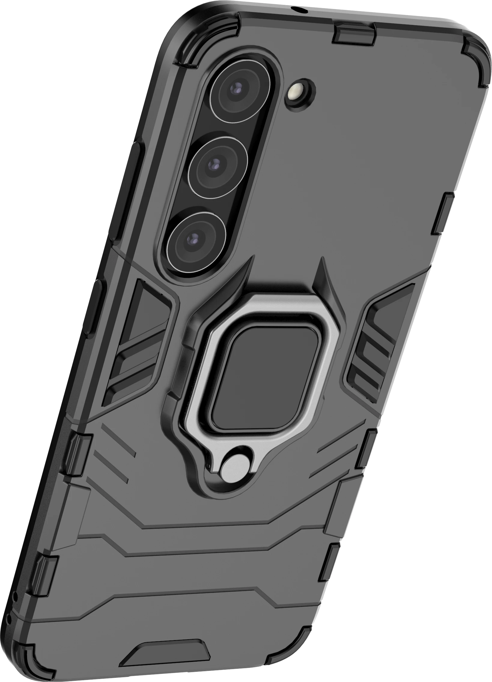 Mbështjellës Hurtel Ring Armor për Samsung Galaxy S23, me unazë metalike, i zi