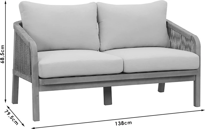 Set lounge për kopsht Malibu, dru akacie natyrale, pëlhurë bezhë, 4 copë