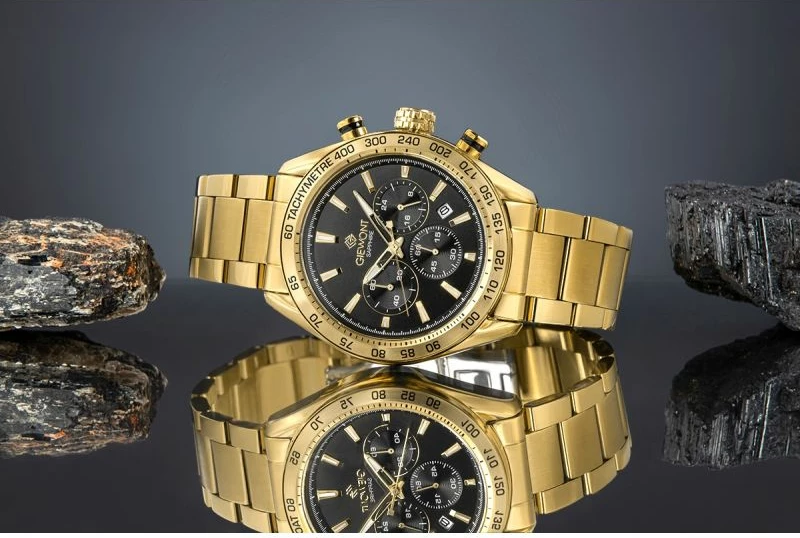 Orë dore meshkuj Giewont GW9580-B4, gold black