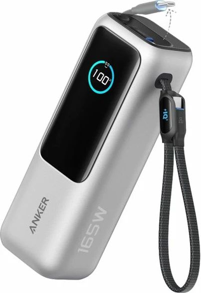 Powerbank Anker A1695H41 25000 mAh 165W me kabllo USB-C të integrume, argjend