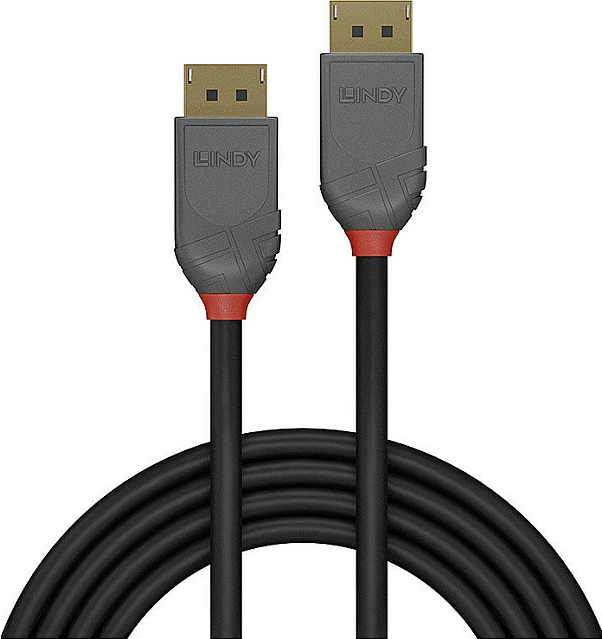 Kabllo DisplayPort LINDY Anthra Line DP 1.4, 1m, 8K@60Hz, e zezë/gri