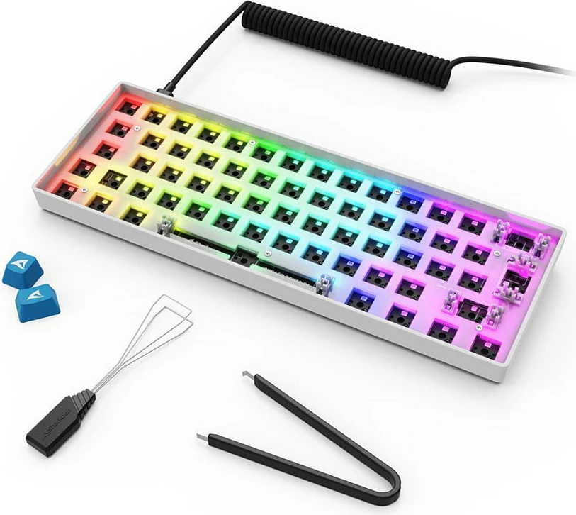 Tastierë Sharkoon SKILLER SGK50 S4, 60%, Wired USB, RGB, QWERTY (DE), e bardhë