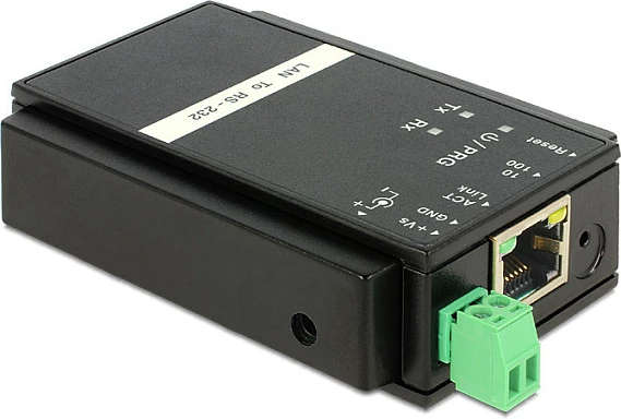 Konvertues LAN në RS-232 DeLOCK 62504, RJ45 (F) në DB9 (M), i zi