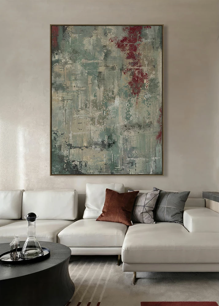 Pikturë abstrakte dekorative me kornizë, 90x120x4cm, kanavacë, shumëngjyrëshe, dru natyral