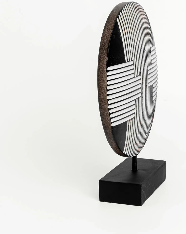 Dekor Totem Rander, polirezine, zi-bardhë, 25x7x30cm