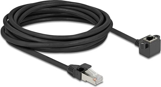 Kabllo rrjeti DeLOCK 81159 Cat6, RJ-45 mashkull në RJ-45 femër këndore, 5 m, e zezë