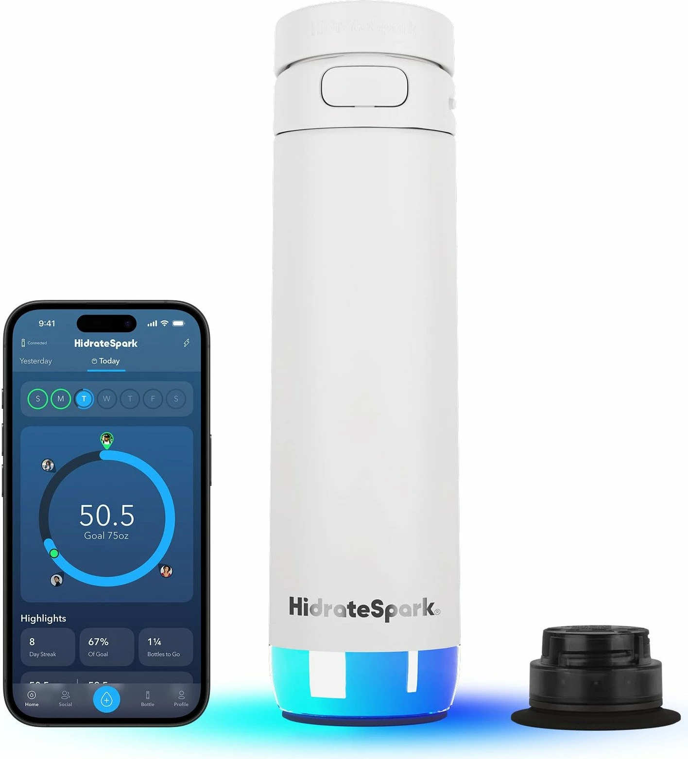 Shishe uji smart HidrateSpark PRO 2, 621 ml, me pipëz, e bardhë