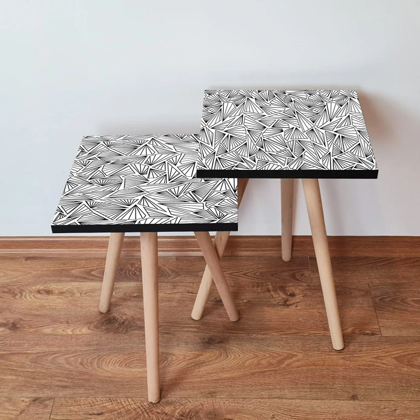 Set tavolinash të mbivendosura, dy copë, ngjyrë bardhë e zi, Skye Decor, 2Shp229
