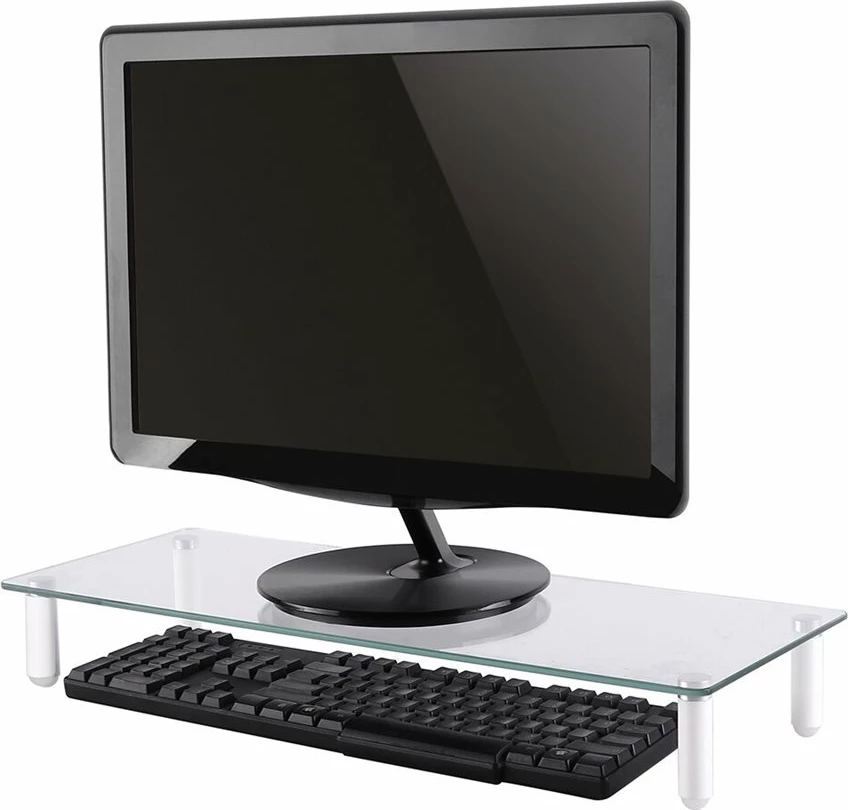 Mbajtëse monitori Neomounts NSMONITOR10, akrilik, 56x21x8 cm, transparent