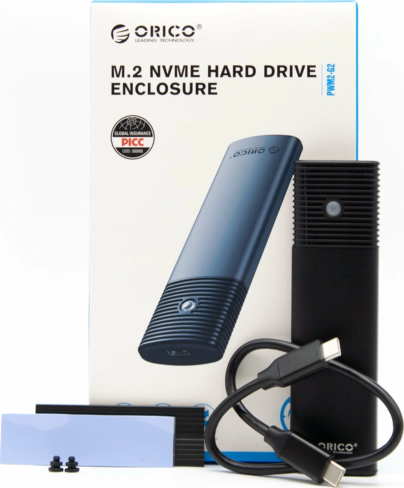 Kasë eksterne për SSD M.2 Orico PWDM2-G2-BK-EP, USB-C 3.2 Gen 2 10Gbps, NVMe/SATA, e zezë