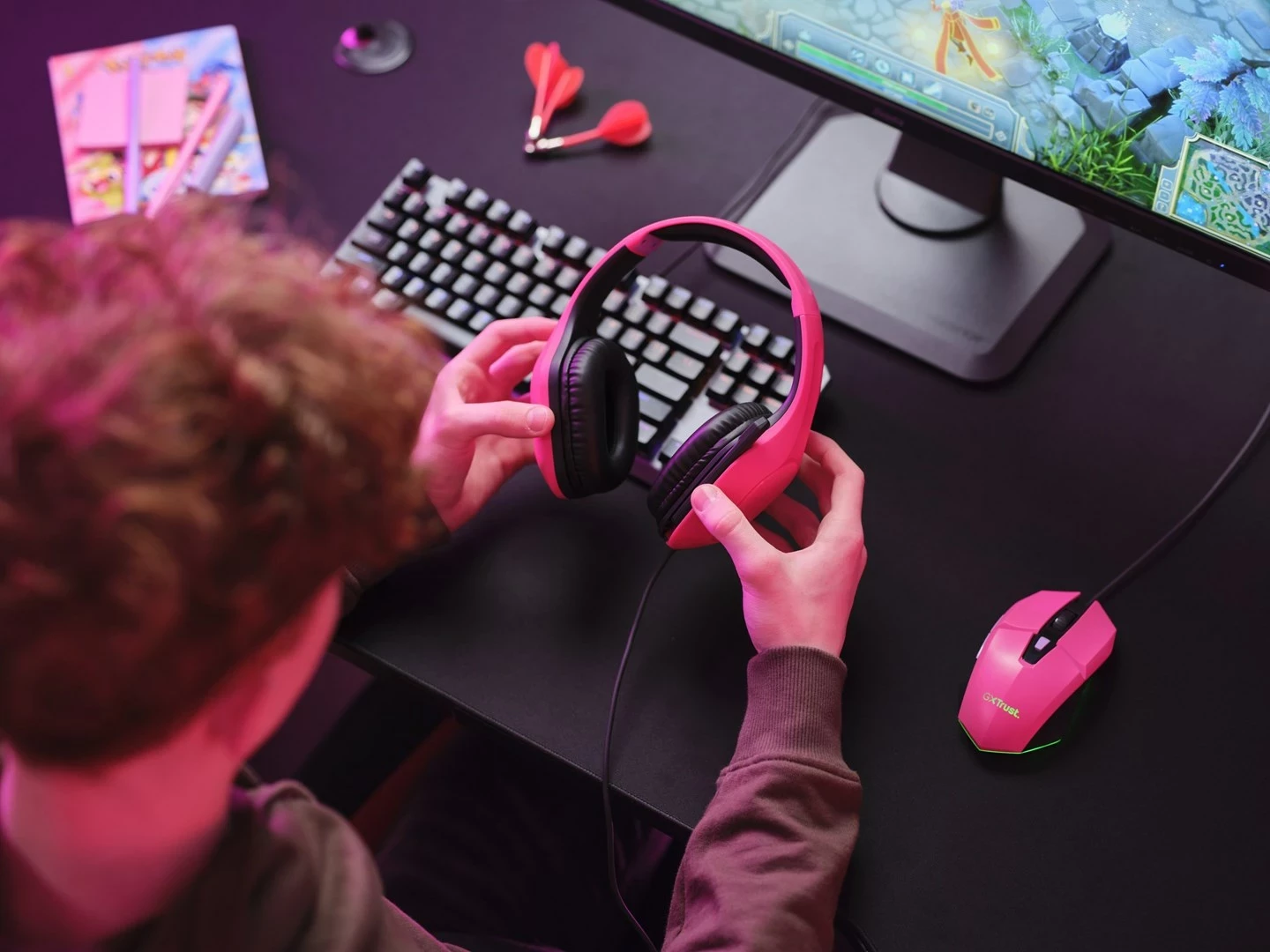 Kufje Trust GXT 415P Zirox, Gaming, Rozë