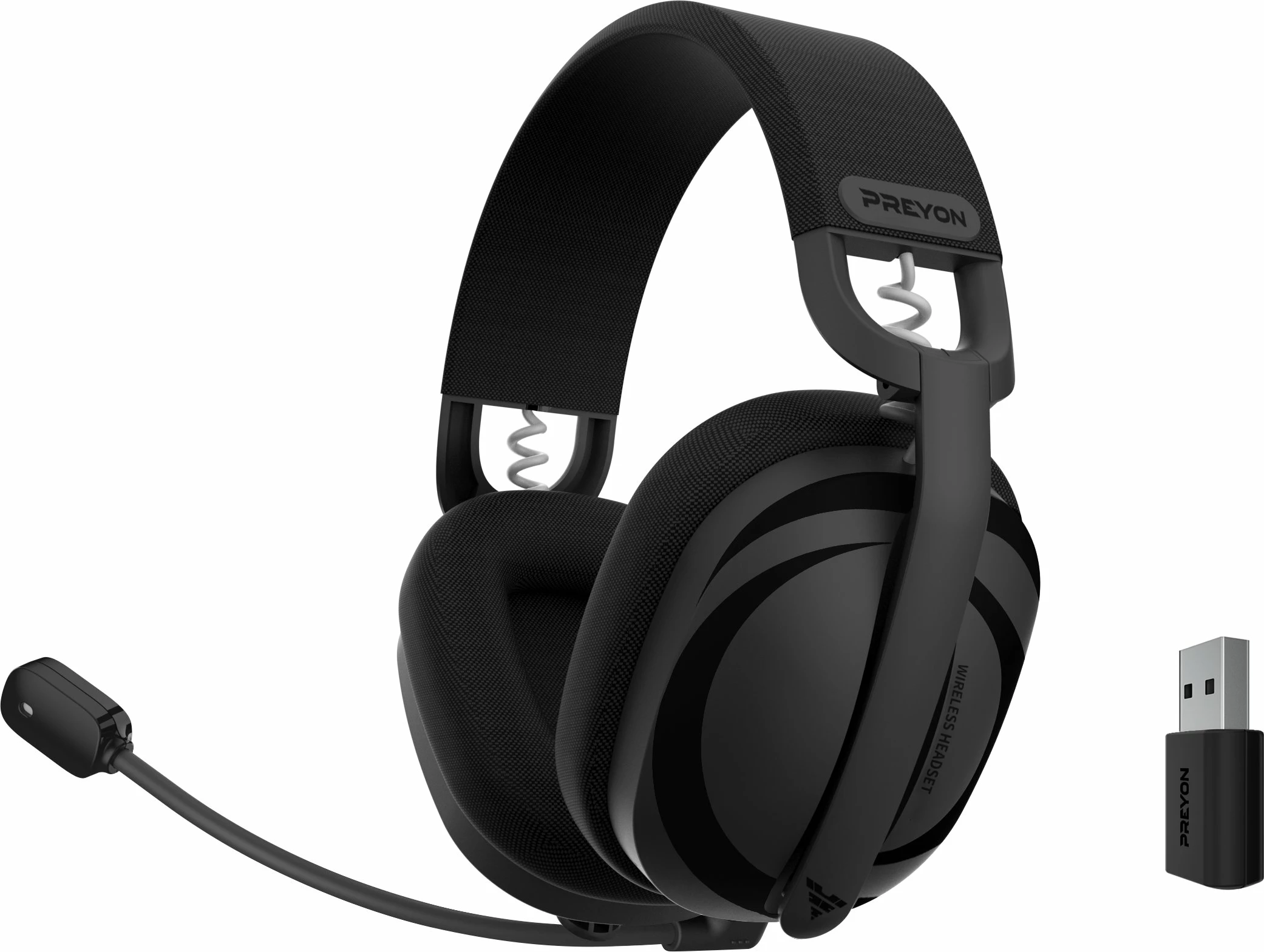 Kufje gaming PREYON Tornado Fly PTF40B, 7.1, Bluetooth 5.2 + wireless 2.4GHz, bateri deri 50h, e zezë