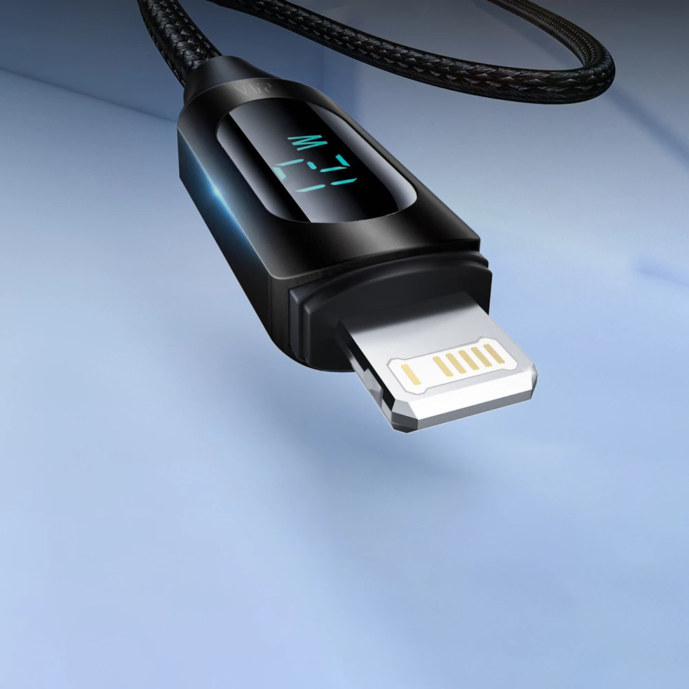 Kabllo USB-A në Lightning Wozinsky WUALC1 me ekran LED, 1m, 2.4A, e zezë
