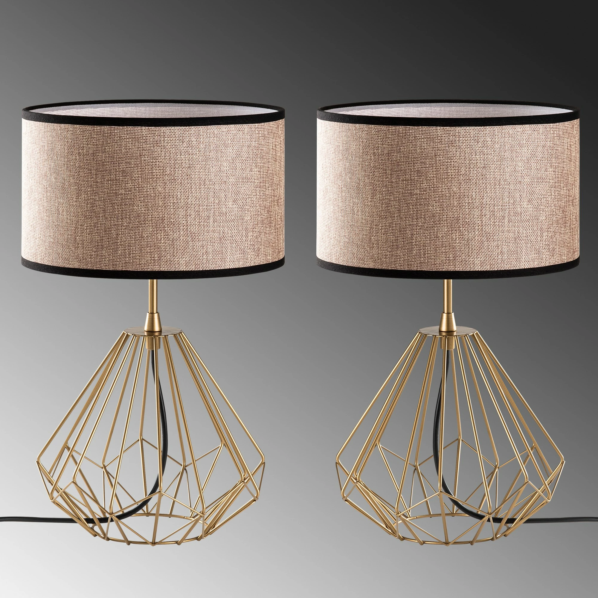 Set llamba tavoline Opviq, model Diamond, ngjyrë ari, S-712, 2 copë