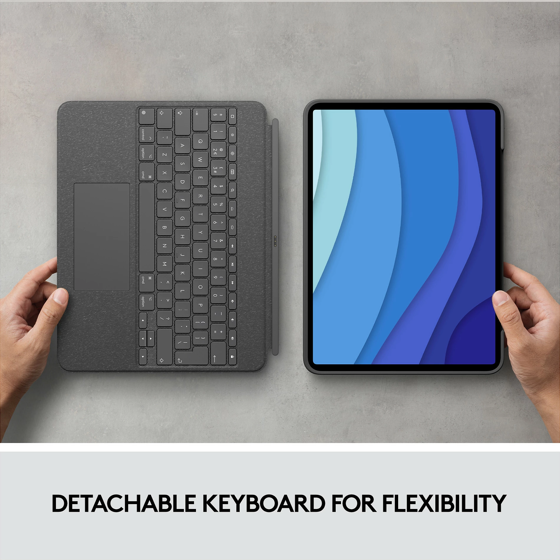 Mbështjellës me tastierë Logitech Combo Touch për iPad Pro 12.9, QWERTZ, Oxford Grey