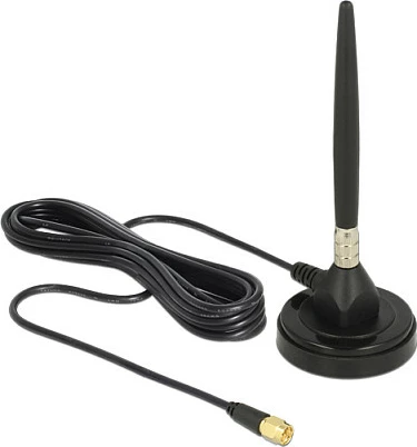 Antenë GSM DeLOCK SMA mashkull 3 dBi, omnidireksionale, kabllo 3 m, bazë magnetike, e zezë