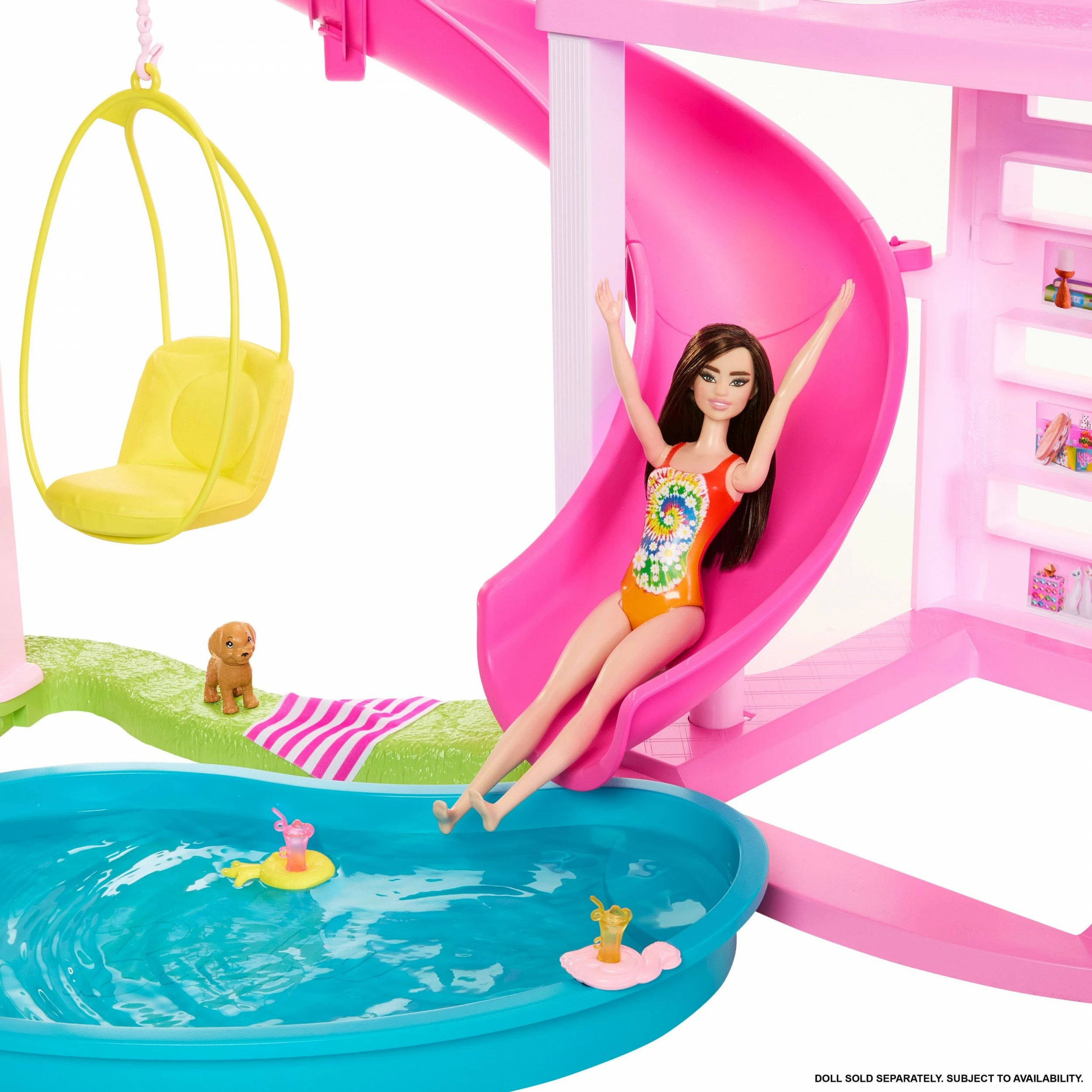 Shtëpi kukullash Mattel Barbie Dreamhouse HMX10, 3 kate, 75 aksesorë, me rrëshqitëse spirale e pishinë, pa kukull