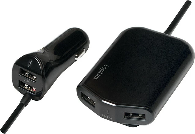 Karikues veture USB LogiLink, 4 porta (2+2), 24W, i zi