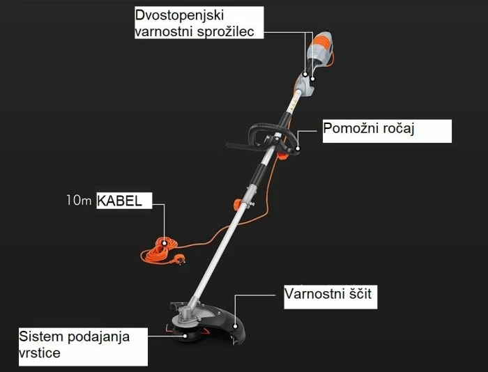 Trimer bari dhe krasitës shkurresh 2-në-1 VONHAUS 2515367 1000W, kabllo 10m