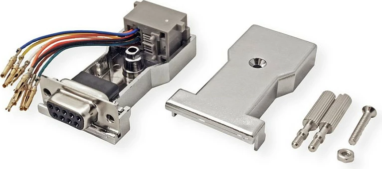 Adapter serial ROLINE DB9 (female) në RJ-45 (female), plug and play, gri/argjend