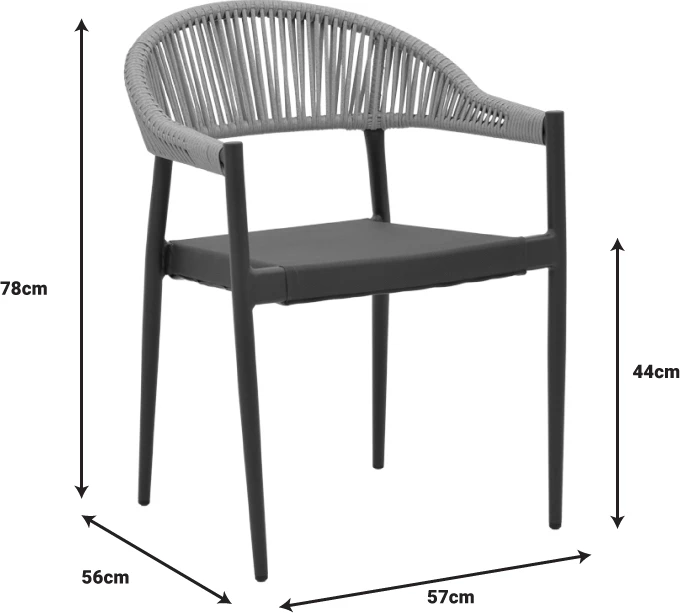 Tavolinë me karrige për terasë Elation-Kliton B, alumini, ngjyrë antracit, set prej 7 copësh, 150x80x74cm