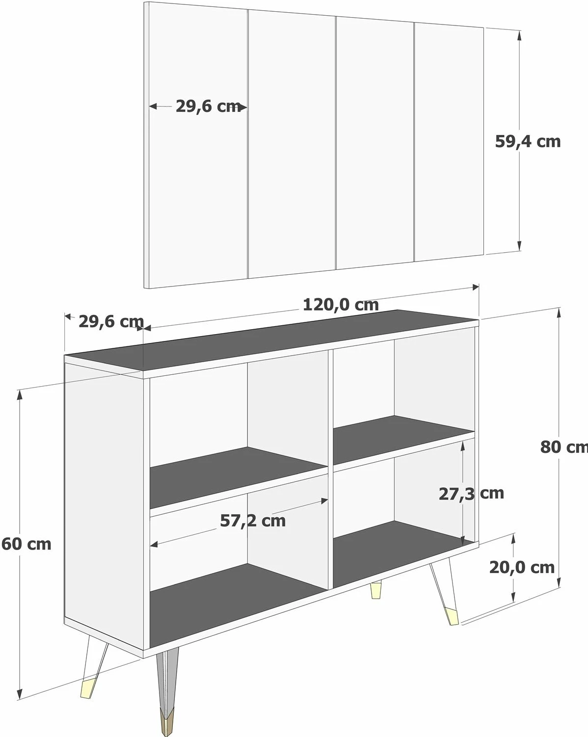 Konsol Skye Decor, e bardhë, e zezë, ari, 8164KM-32