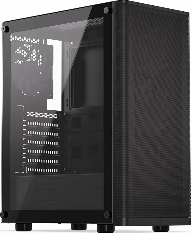 Kasë Endorfy Ventum 200 ARGB EY2A014 Midi Tower ATX me xham të kalitur, 4x120mm PWM ARGB fans, pa PSU, e zezë