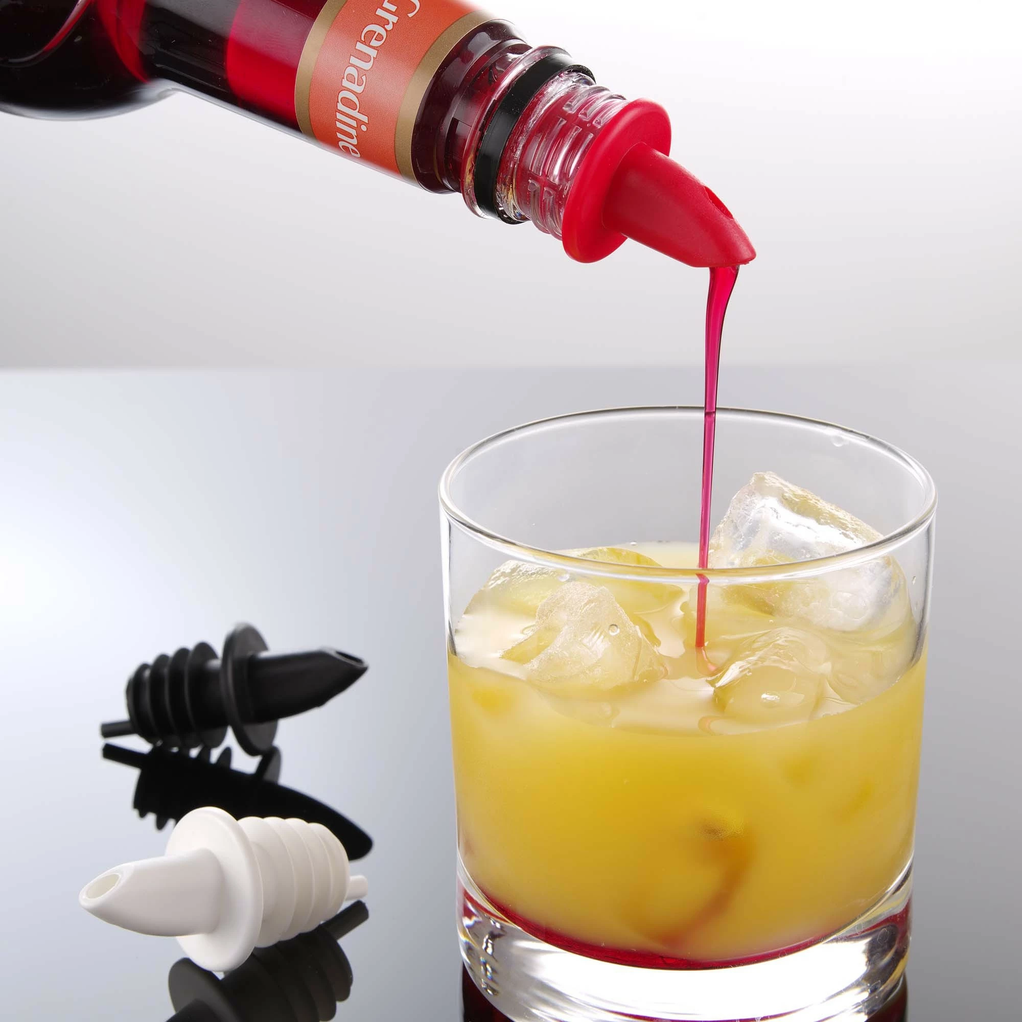 Derdhës shishe, Bar Up, EVA Free Flow Pourer, EVA, set 6 copë, e zezë/transparent/portokalli